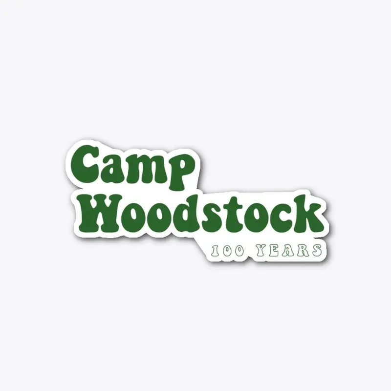 Camp Woodstock 100 Years 70s Green Logo